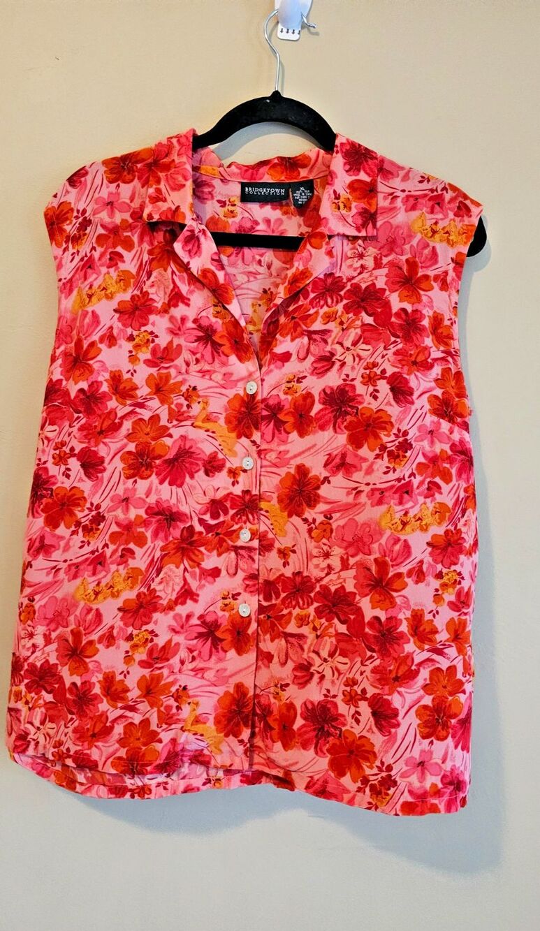 Bridgetown Collection SILK Blouse XL tropical floral pattern, cruise wear